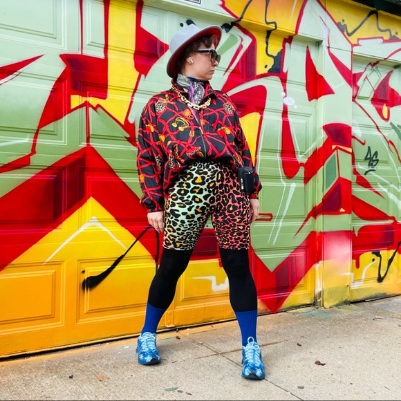 Vintage Accessories Gold Print Straps Tack Vintage Zip up Silk Jacket Black XL - Picture 10 of 14